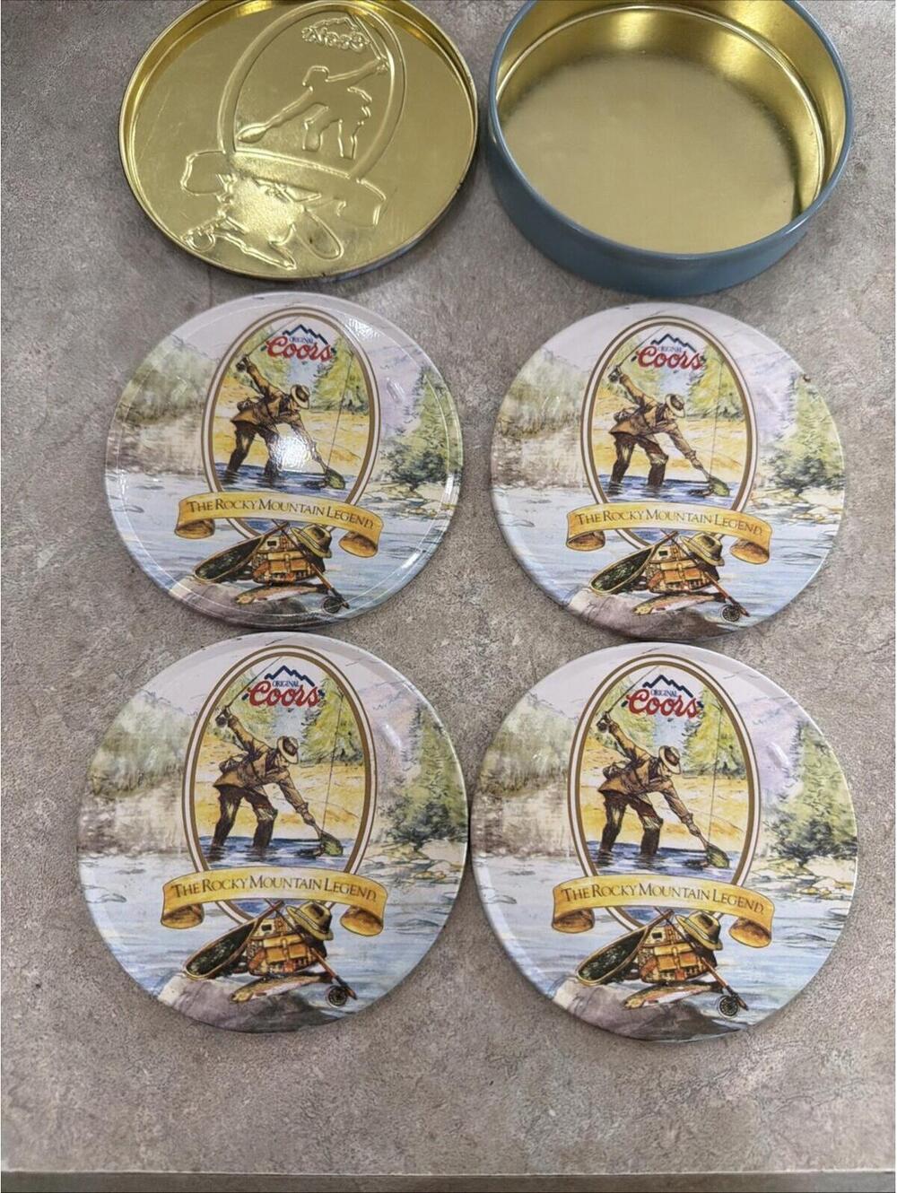 VTG 1993 Coors Beer Rocky Mountain Legend Coaster Set In Original Metal Tin - Picture 5 of 8